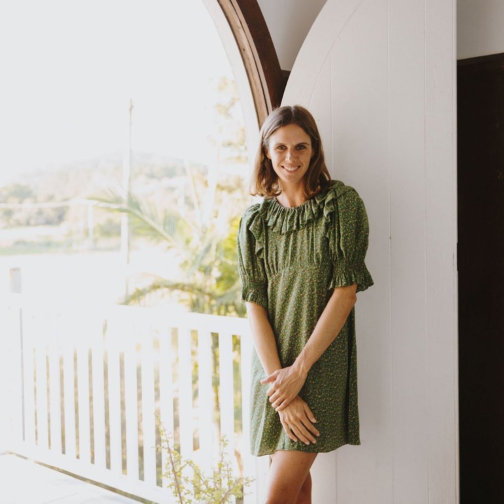 DOEN Baudoin Dress, Green Martha's Garden Print